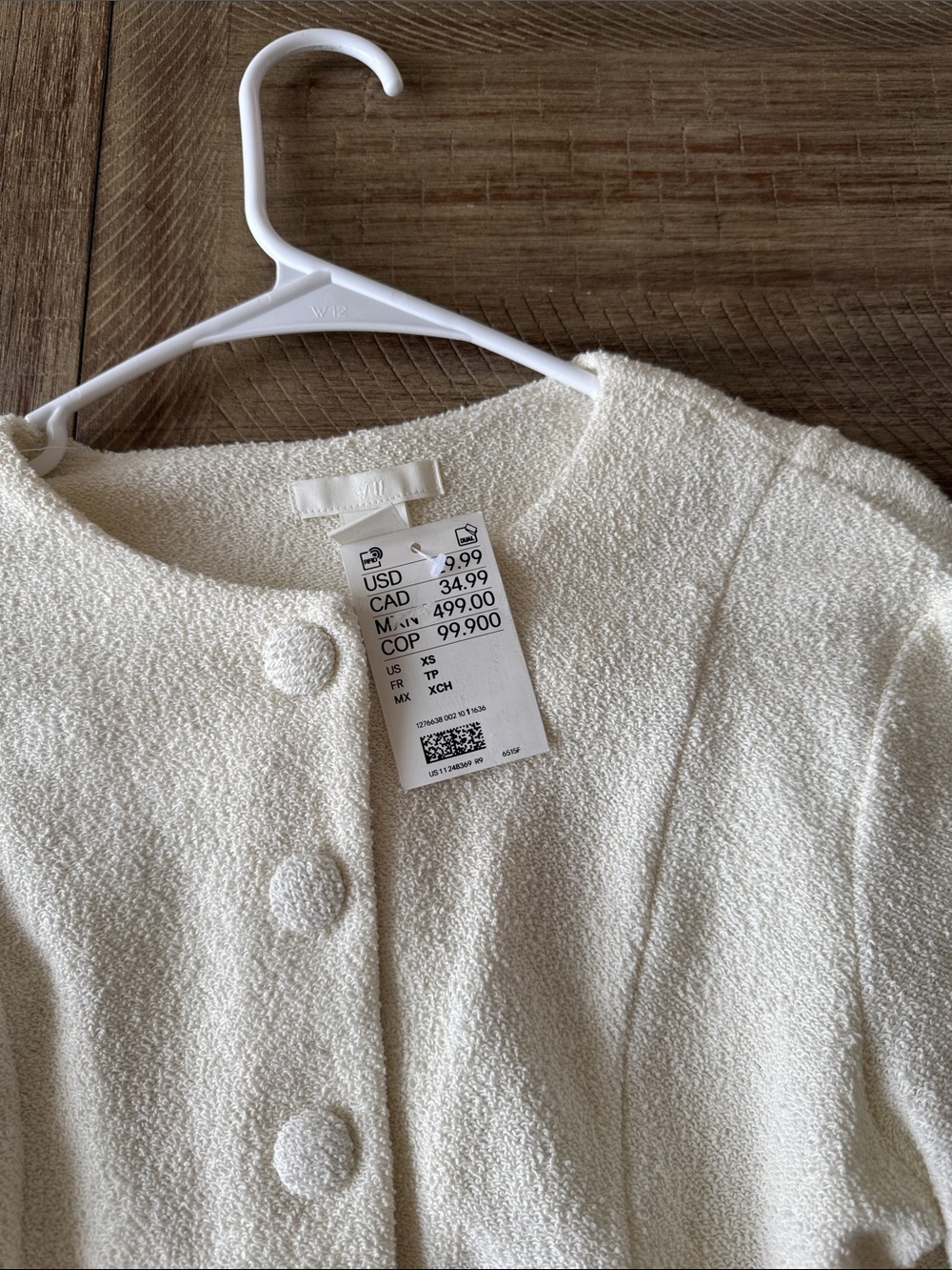 H&M Cream Textured Button-Front Women's Jacket - Picture 2 of 4